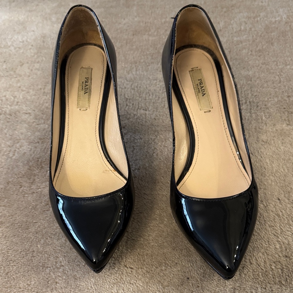 Prada Black Patent Leather Heels 36 - image 4